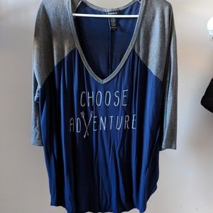 Torrid choose adventure navy & gray tee